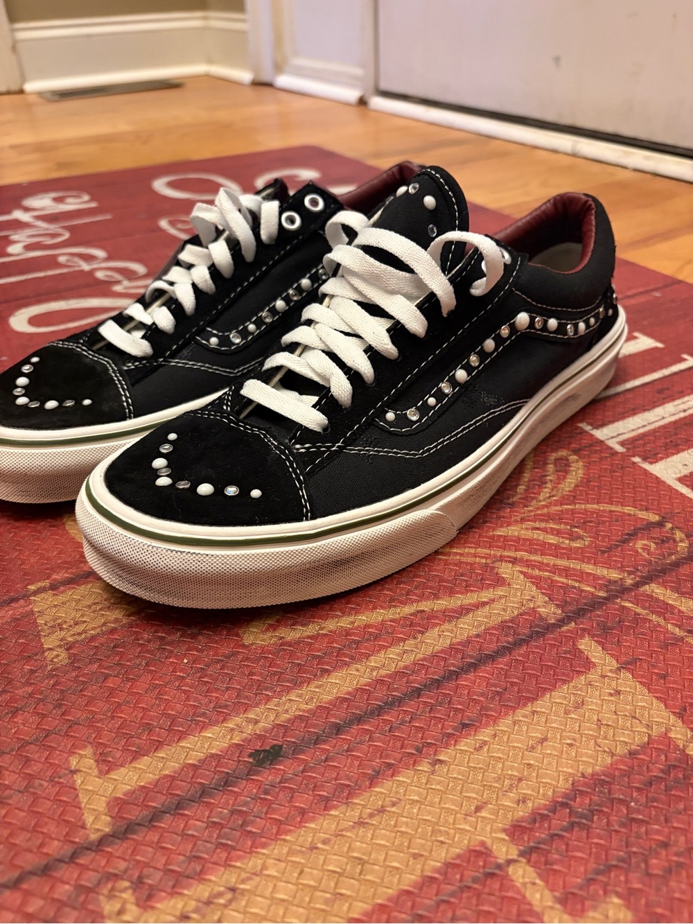 Vans Black Studded Low-Top Sneakers with White Laces